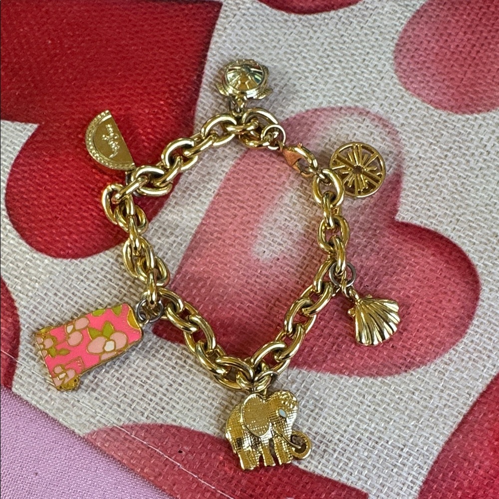 Lilly Pulitzer Charm Bracelet with Elephant and Floral Accents- oh shift!